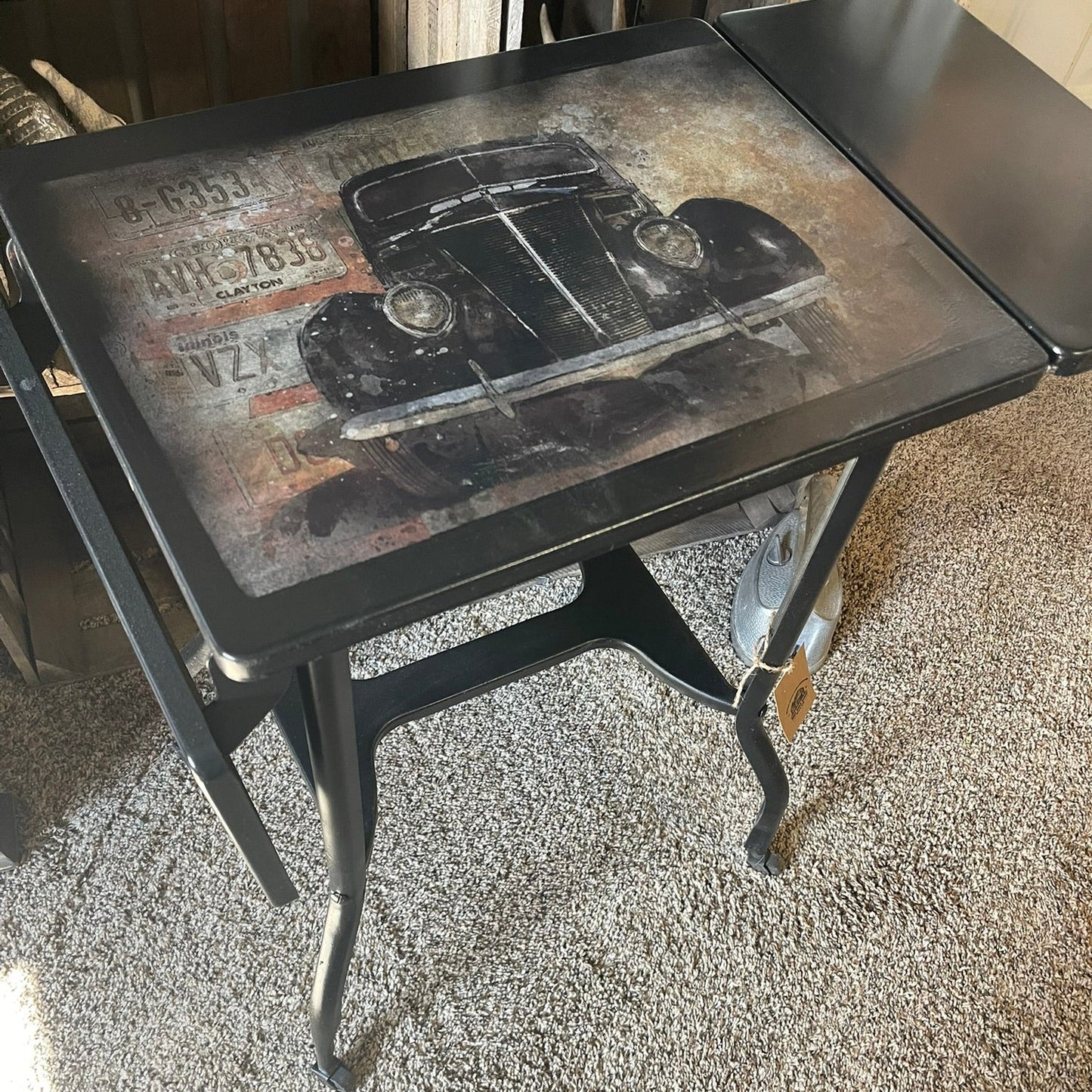 Vintage Typing Stand with Gangster Car