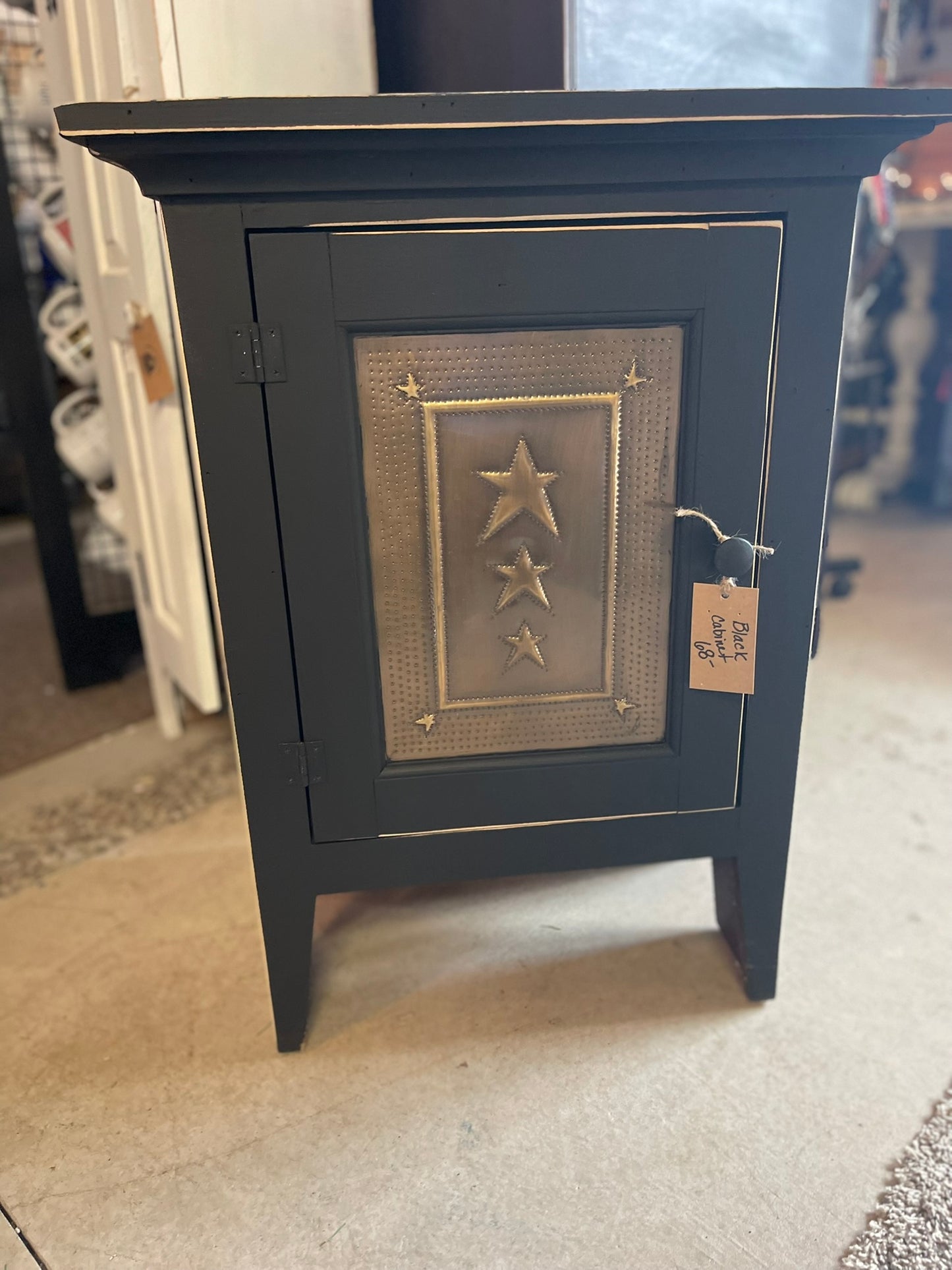 Primitive Country Cupboard with Copper Star Inlay