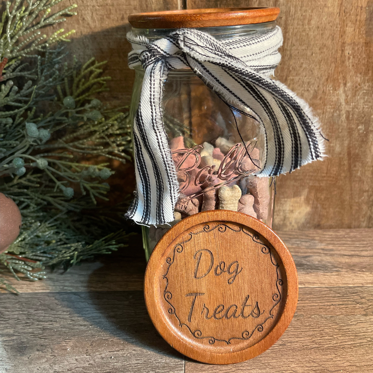 Custom Mason Jar Wood Lid | Laser-Engraved Decorative Jar Topper | Personalized Kitchen Storage Label