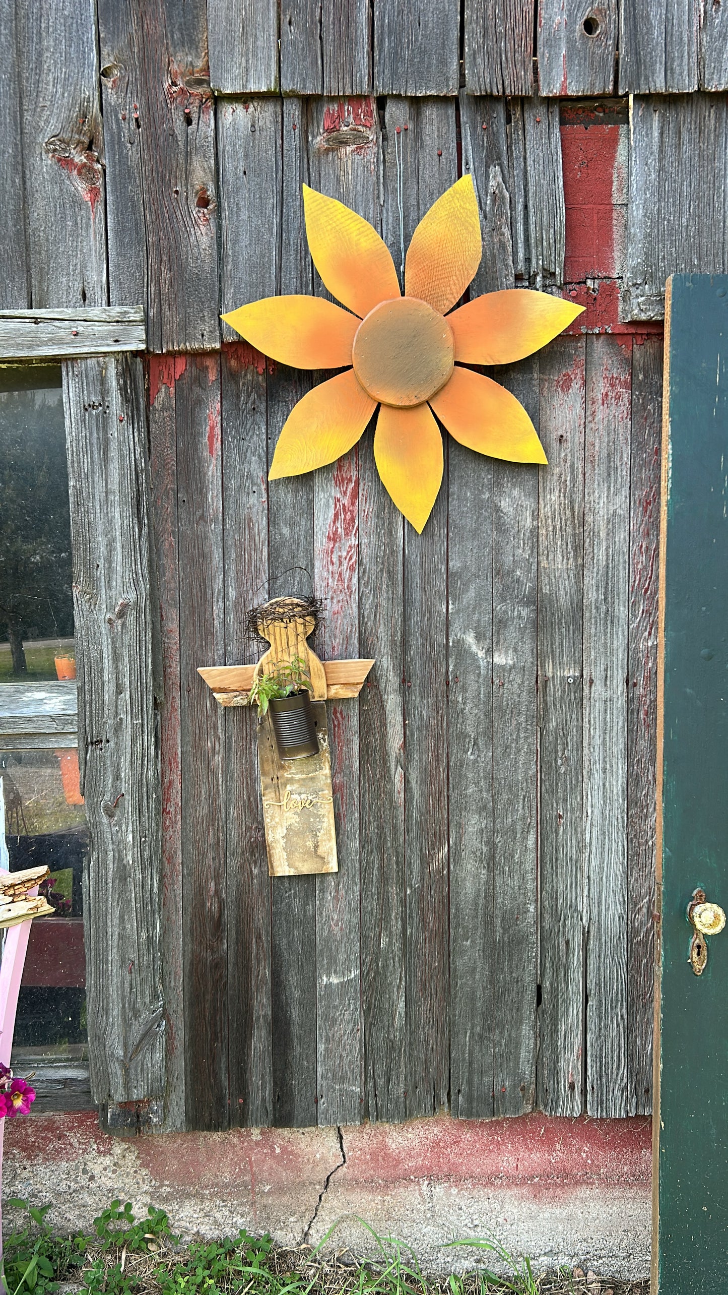 Hand Made Wood Barn Flower