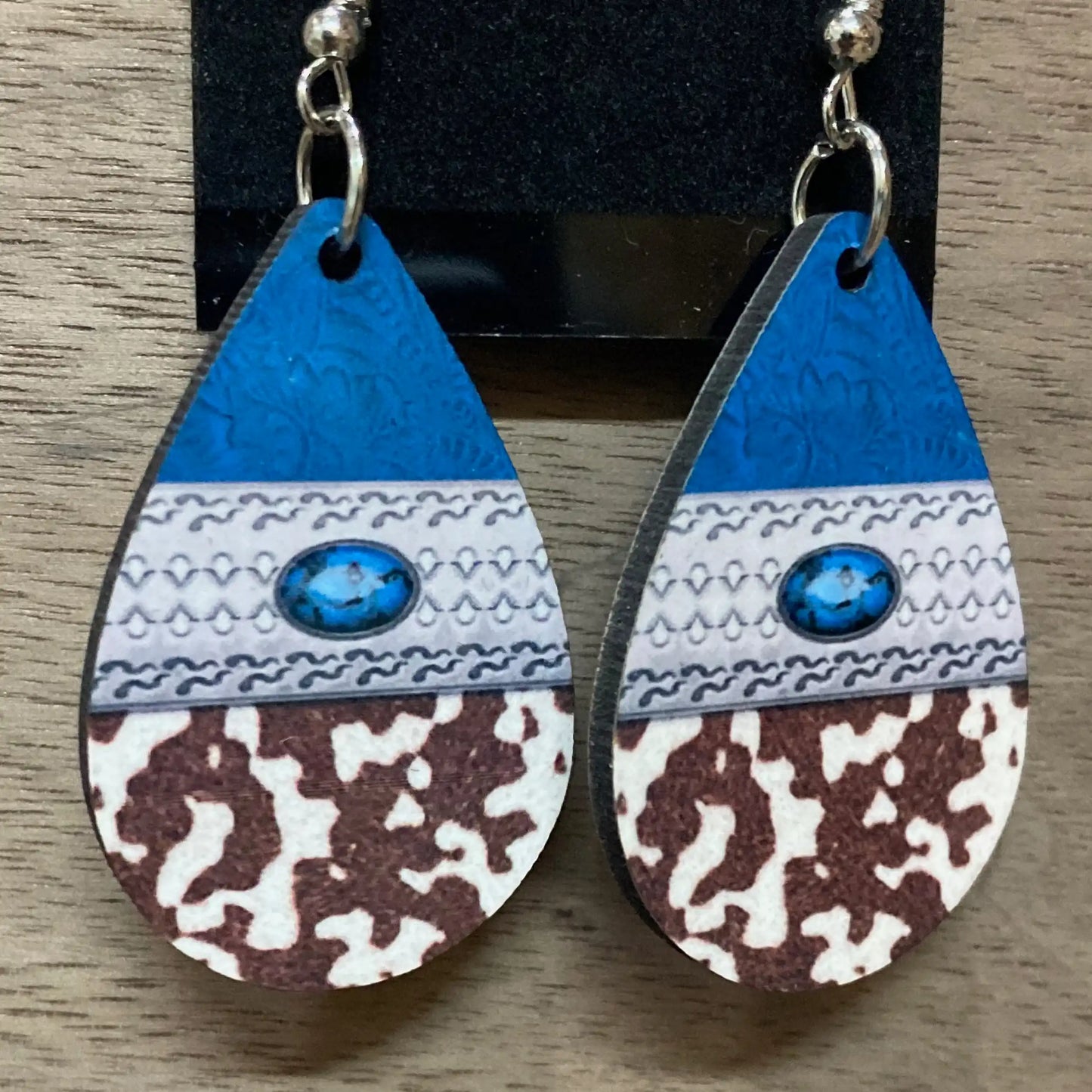 Concho & Cow Hide Earrings