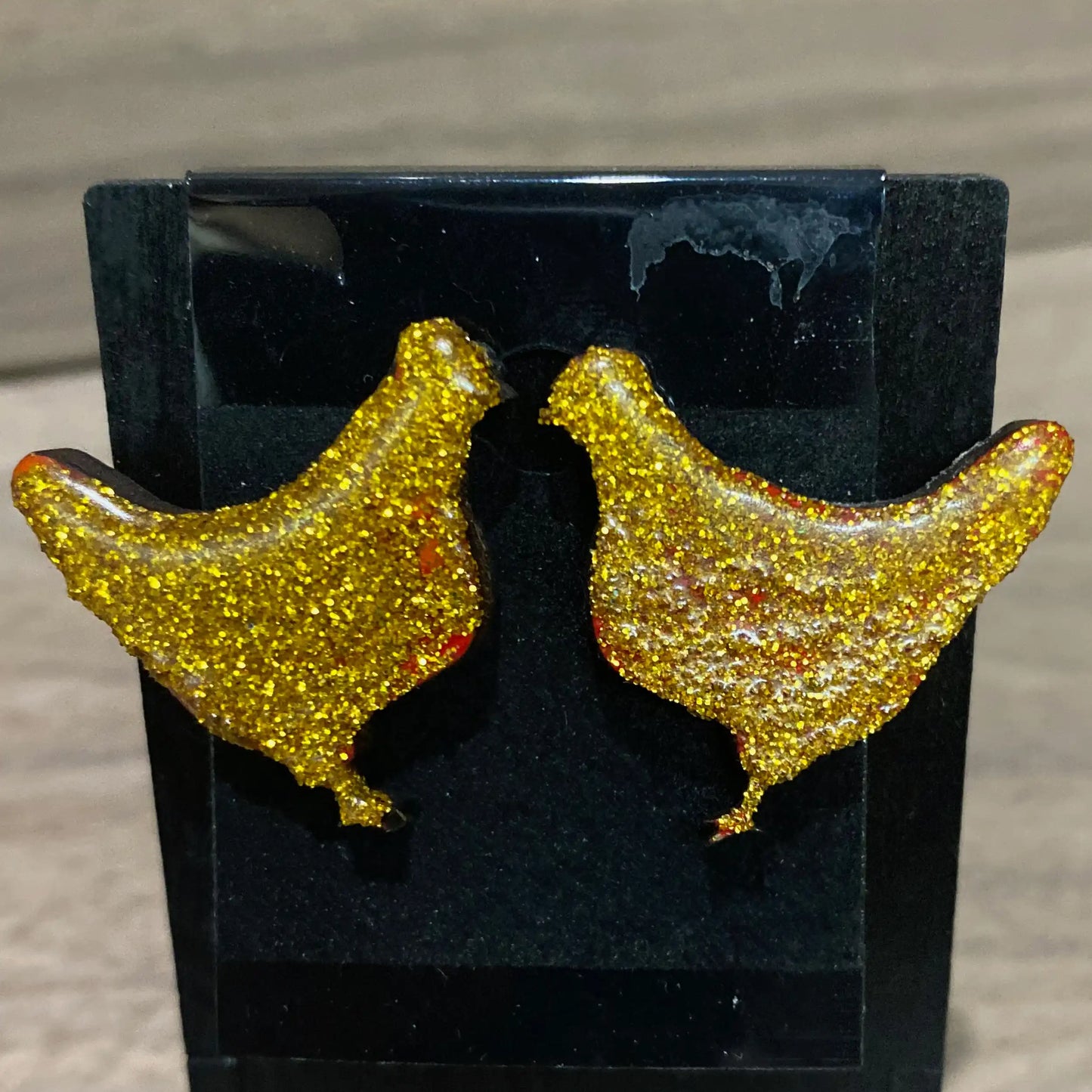 Sparkly Chicken Earrings