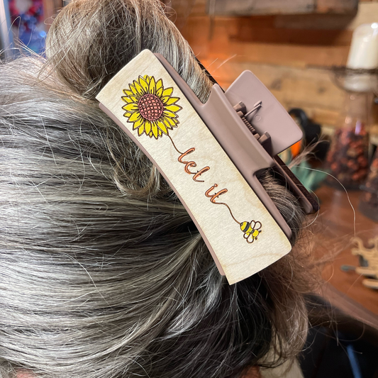 Inspirational Word Hair Clip | Laser-Engraved Wooden Hair Accessory | Positive Message Hair Barrette