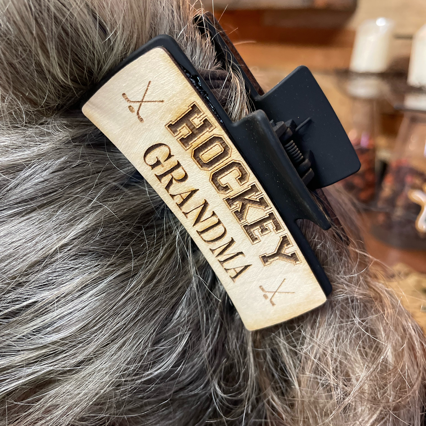 Personalized Sports Mom Hair Clip | Custom Laser-Engraved Wood Hair Accessory | Football, Soccer, Hockey, Basketball, Moto, Volleyball Mom/Grandma/Nana Gift