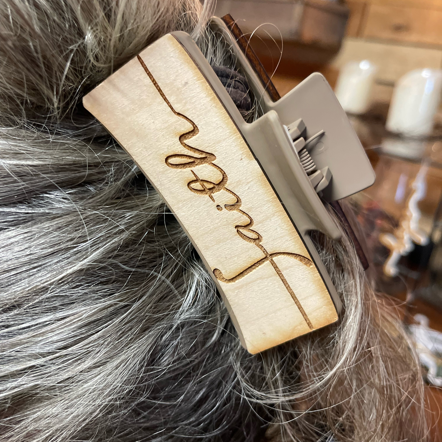 Inspirational Word Hair Clip | Laser-Engraved Wooden Hair Accessory | Positive Message Hair Barrette