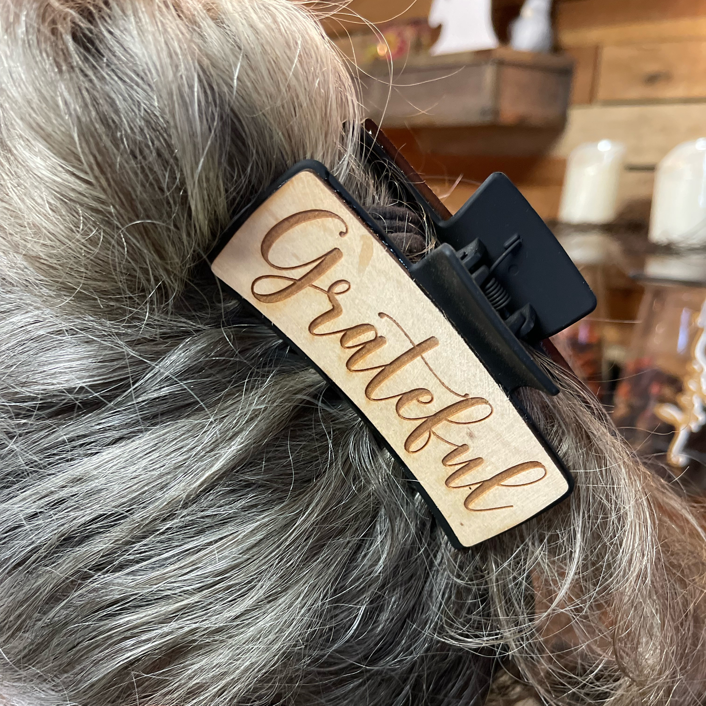 Inspirational Word Hair Clip | Laser-Engraved Wooden Hair Accessory | Positive Message Hair Barrette