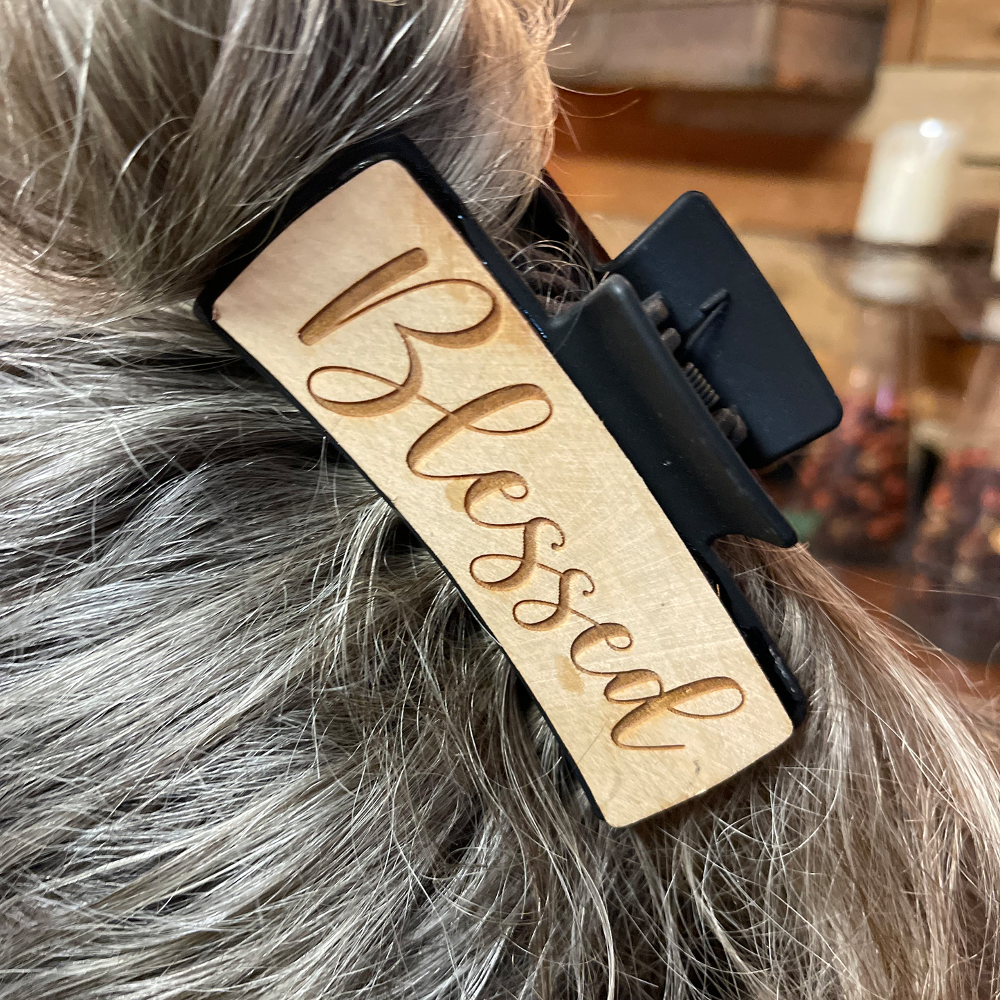 Inspirational Word Hair Clip | Laser-Engraved Wooden Hair Accessory | Positive Message Hair Barrette