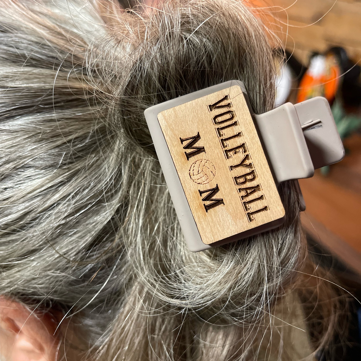 Personalized Sports Mom Hair Clip | Custom Laser-Engraved Wood Hair Accessory | Football, Soccer, Hockey, Basketball, Moto, Volleyball Mom/Grandma/Nana Gift