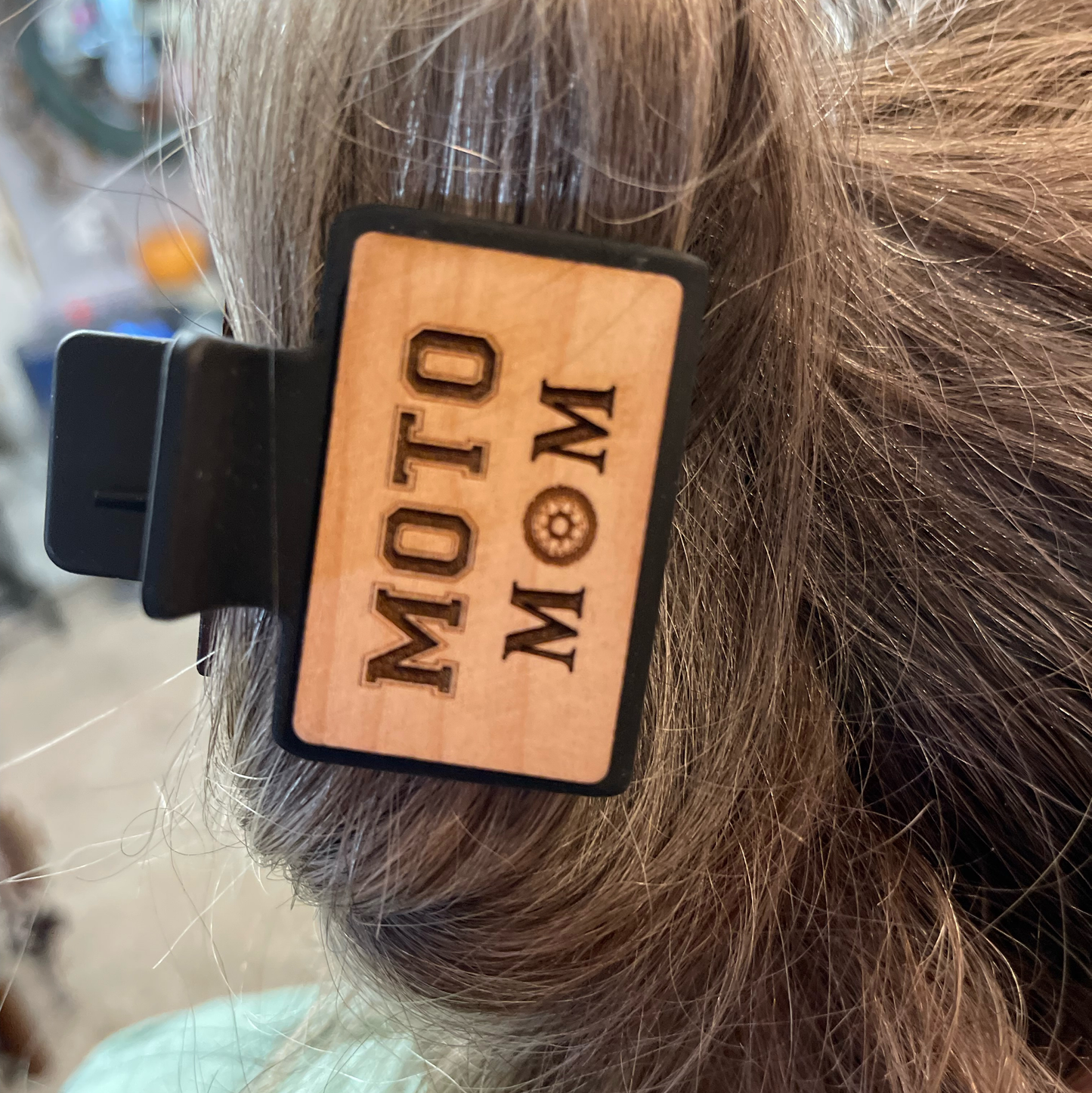 Personalized Sports Mom Hair Clip | Custom Laser-Engraved Wood Hair Accessory | Football, Soccer, Hockey, Basketball, Moto, Volleyball Mom/Grandma/Nana Gift