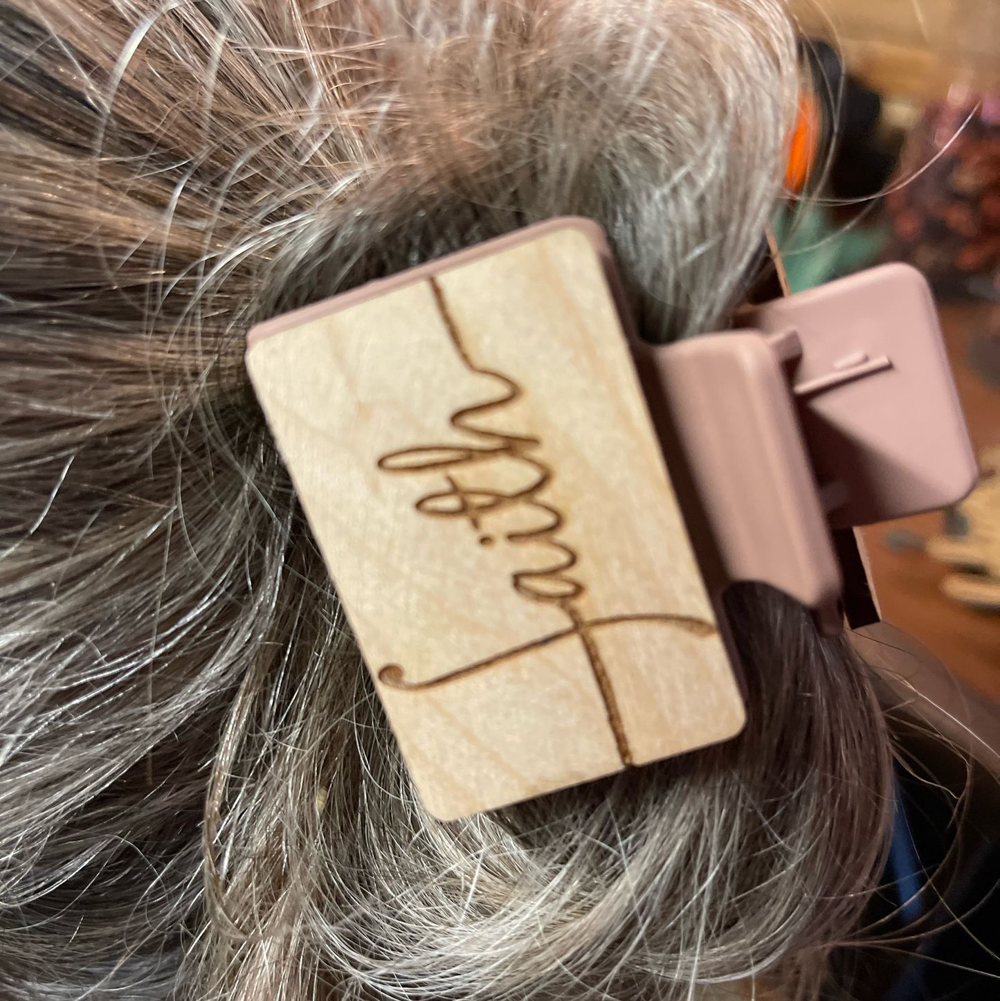 Inspirational Word Hair Clip | Laser-Engraved Wooden Hair Accessory | Positive Message Hair Barrette