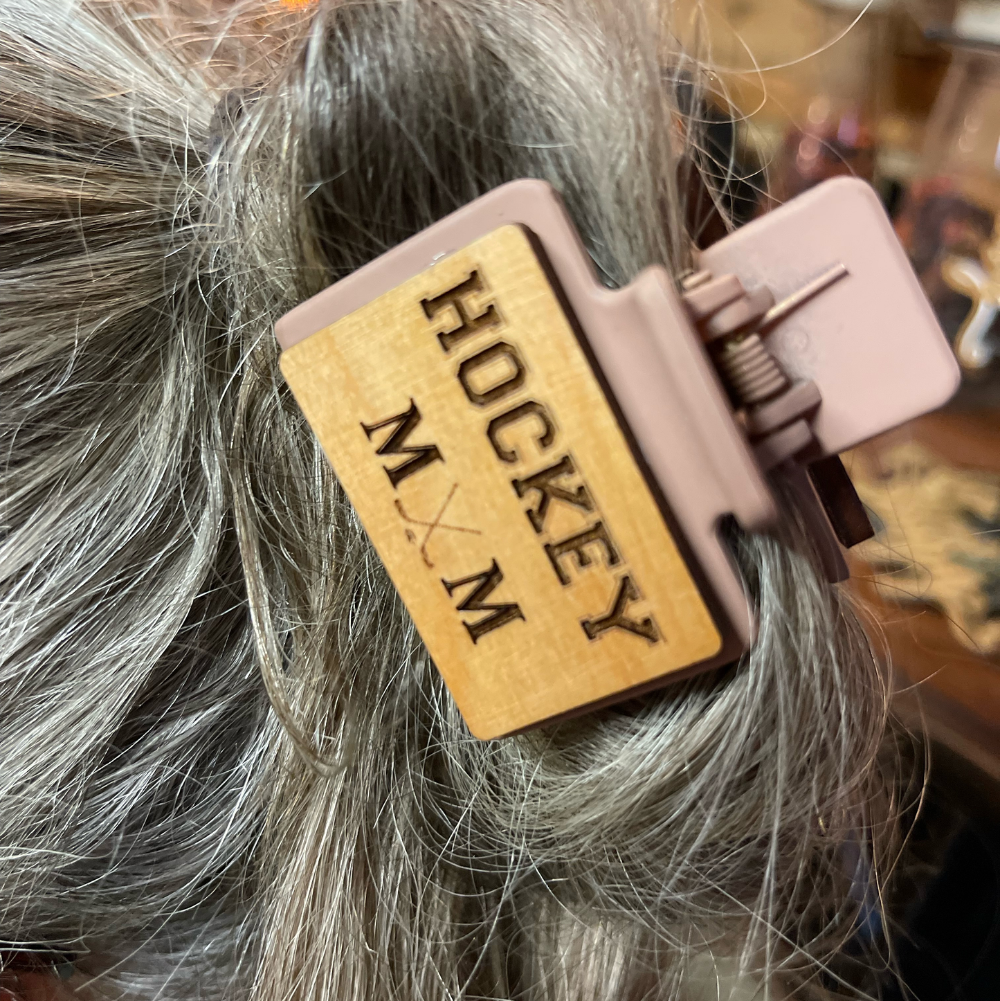 Personalized Sports Mom Hair Clip | Custom Laser-Engraved Wood Hair Accessory | Football, Soccer, Hockey, Basketball, Moto, Volleyball Mom/Grandma/Nana Gift