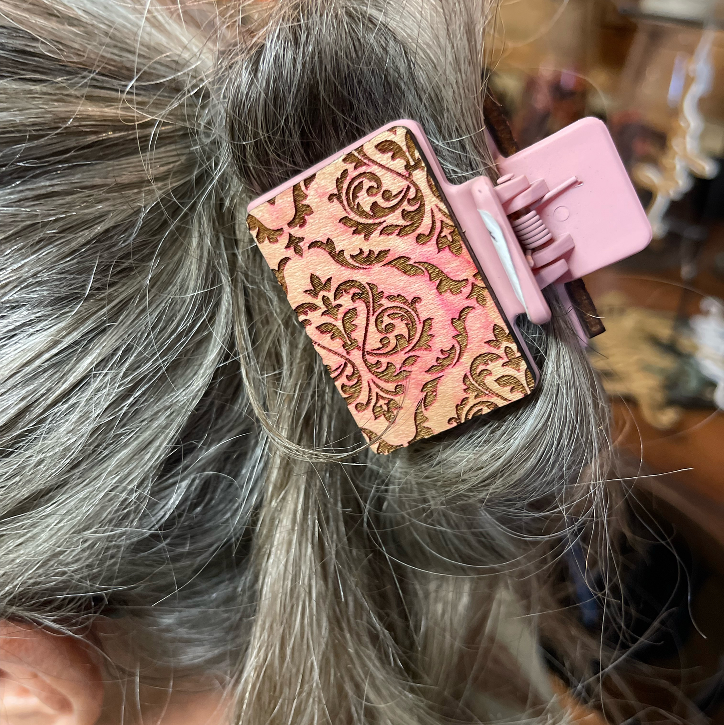 Handcrafted Floral Hair Clip | Boho Wood Sunflower Hair Accessory | Laser-Engraved Hand-Painted Hair Barrette