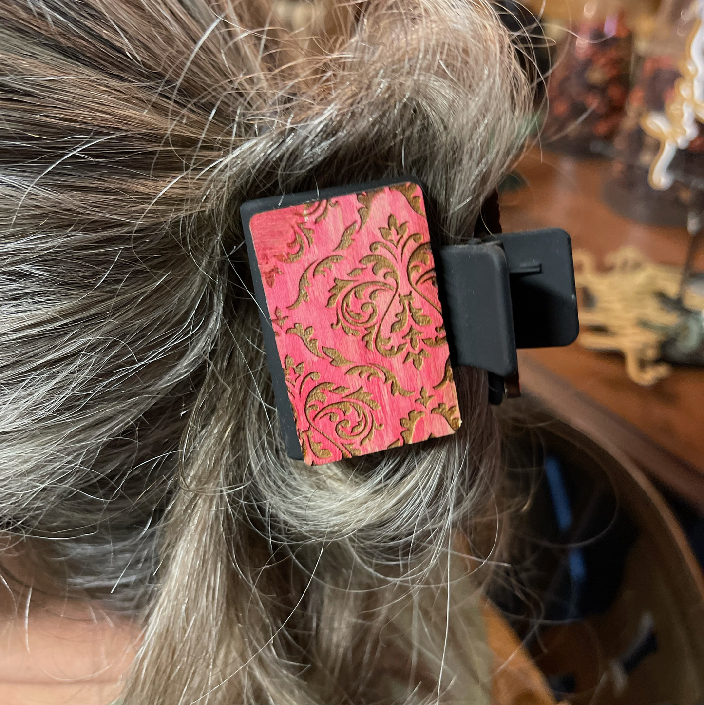 Handcrafted Floral Hair Clip | Boho Wood Sunflower Hair Accessory | Laser-Engraved Hand-Painted Hair Barrette