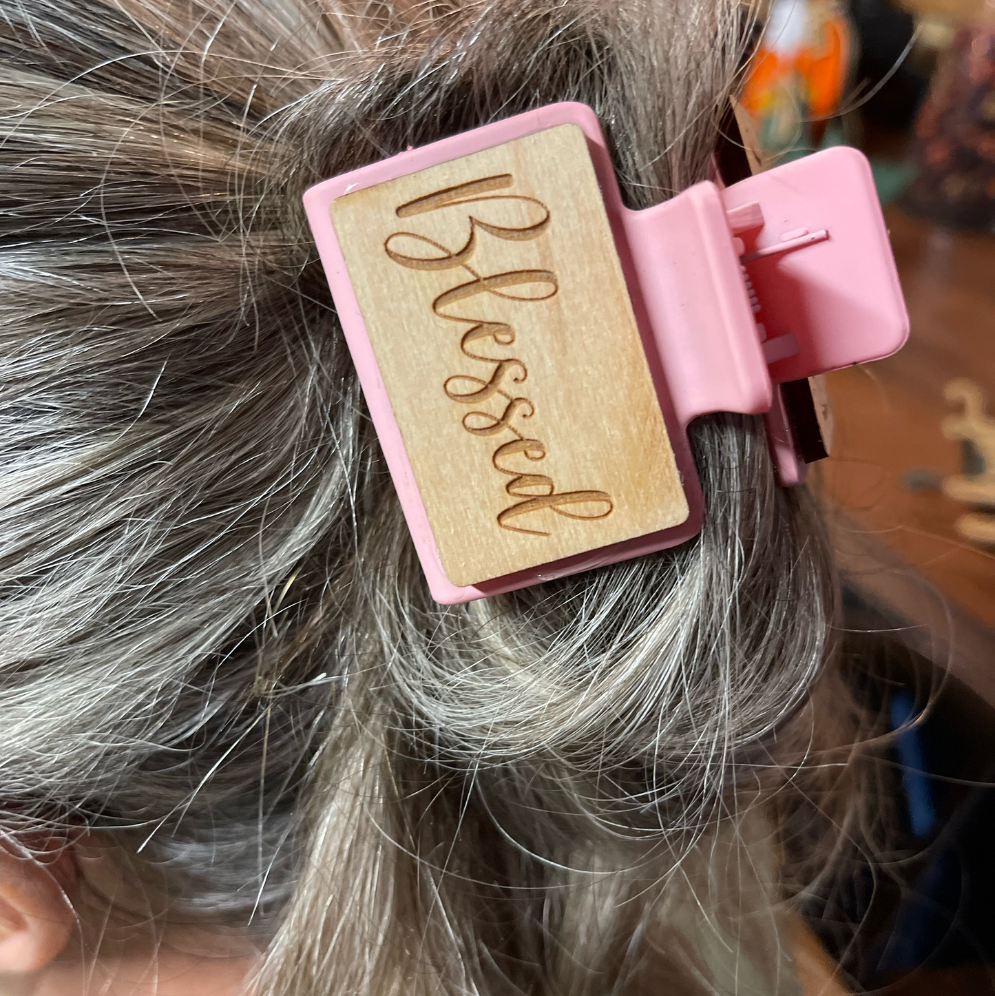 Inspirational Word Hair Clip | Laser-Engraved Wooden Hair Accessory | Positive Message Hair Barrette