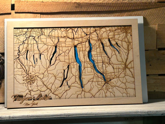 Finger Lakes, NY - Laser Engraved Finger Lakes Wall Decor