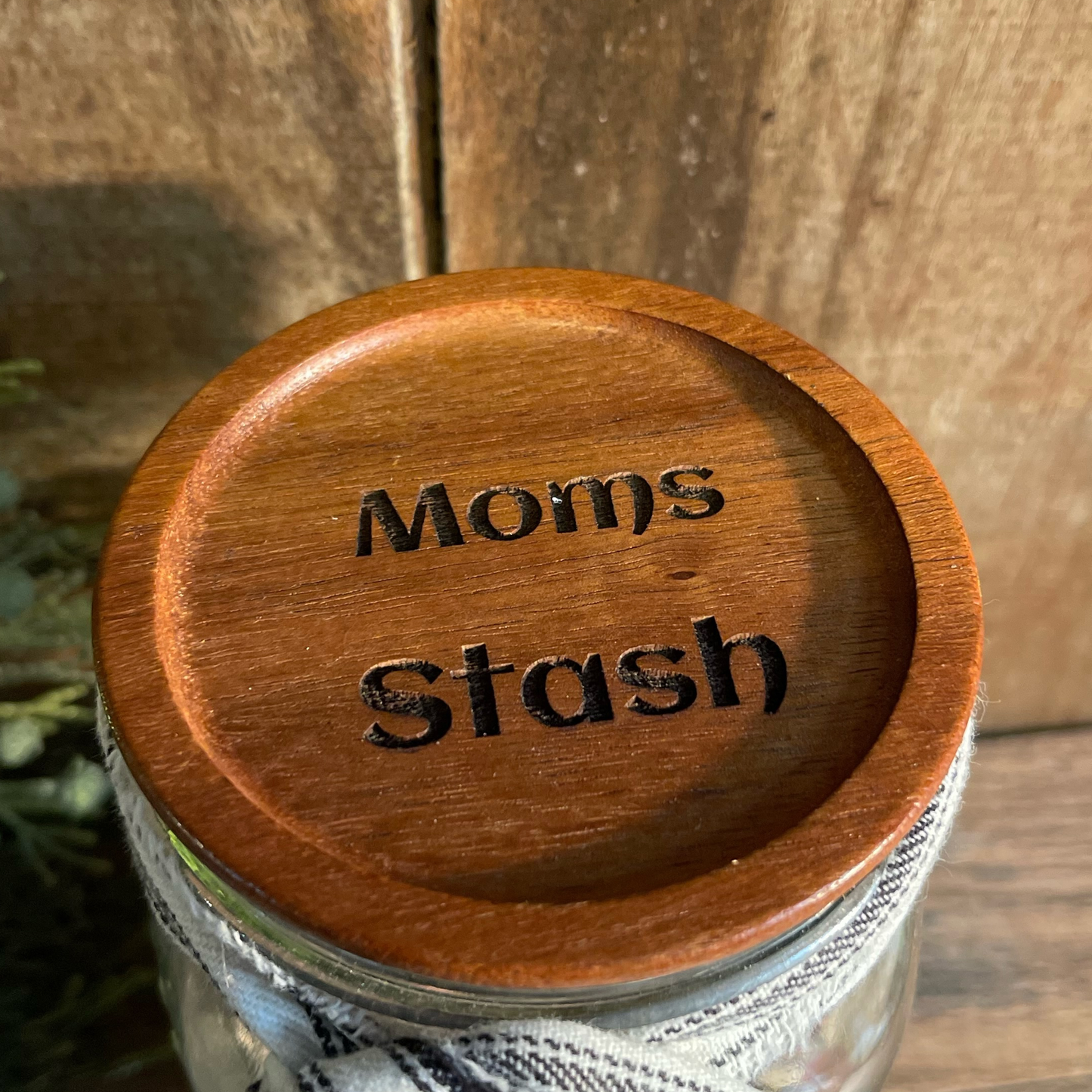 Custom Mason Jar Wood Lid | Laser-Engraved Decorative Jar Topper | Personalized Kitchen Storage Label