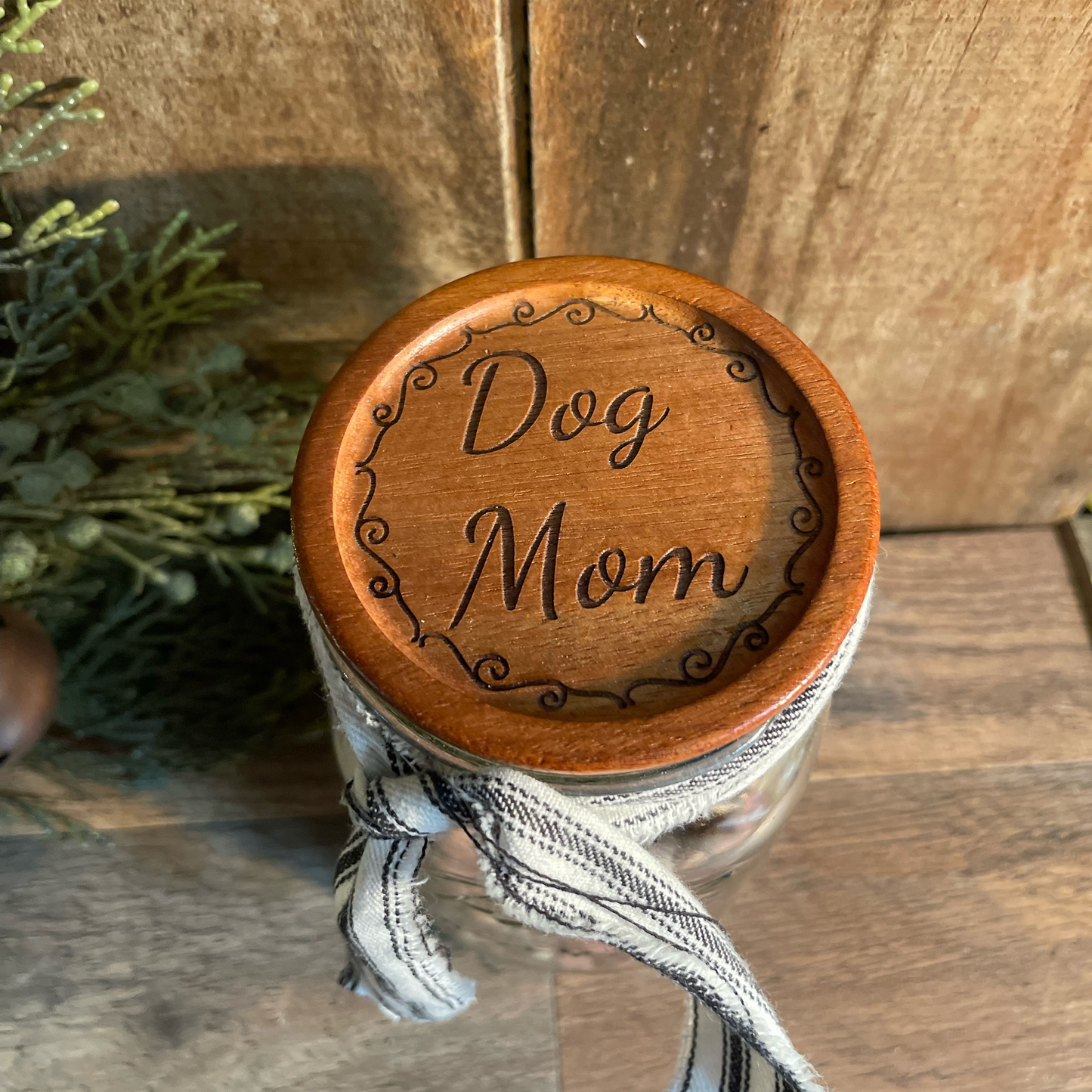 Custom Mason Jar Wood Lid | Laser-Engraved Decorative Jar Topper | Personalized Kitchen Storage Label