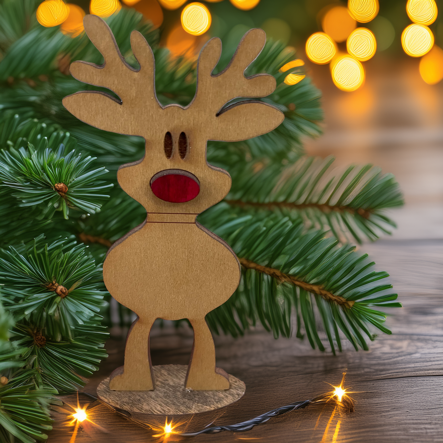 Personalized Wooden Reindeer Ornament | Custom Family Name Christmas Decoration | Handcrafted Holiday Display Piece