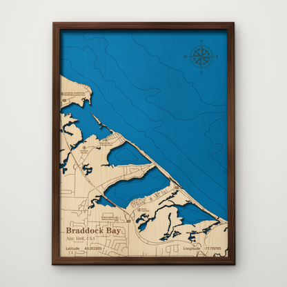Close-up of the Braddock Bay wood map showing Lake Ontario State Parkway, Braddock Bay Park and depth contours