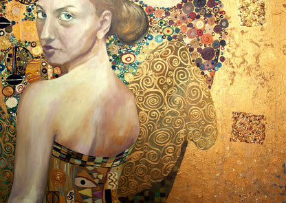 Beautiful Lady in Gold Mint by Michelle decoupage paper