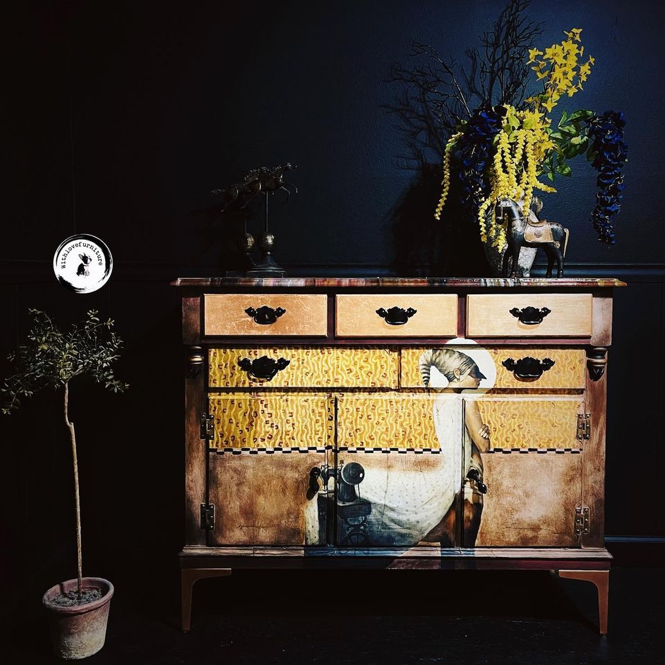 Centaur decoupage paper on furniture