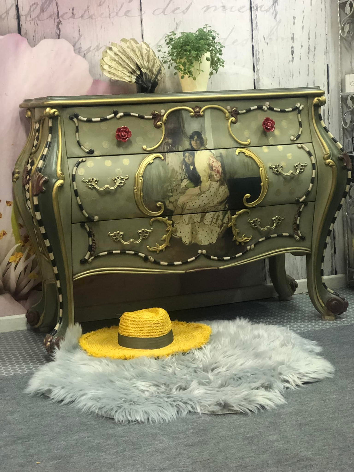 Gypsy decoupage paper on furniture