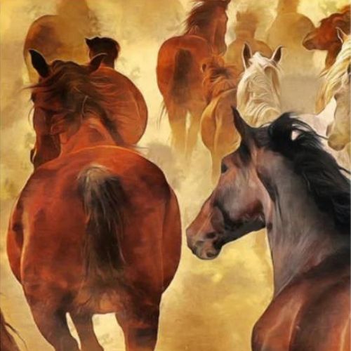 Herd of Horses Mint by Michelle decoupage paper