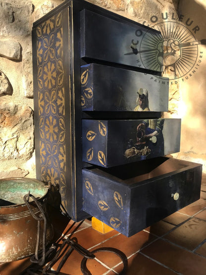 Milkmaid decoupage paper on furniture