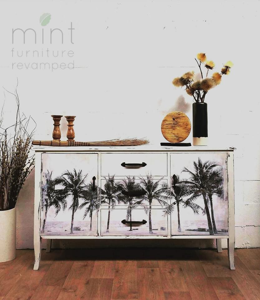 Palm Trees decoupage paper on furniture