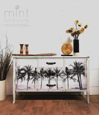 Palm Trees decoupage paper on furniture