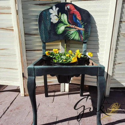 Parrot decoupage paper on furniture