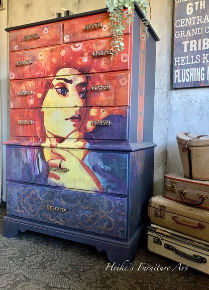 Retro Colour decoupage paper on furniture