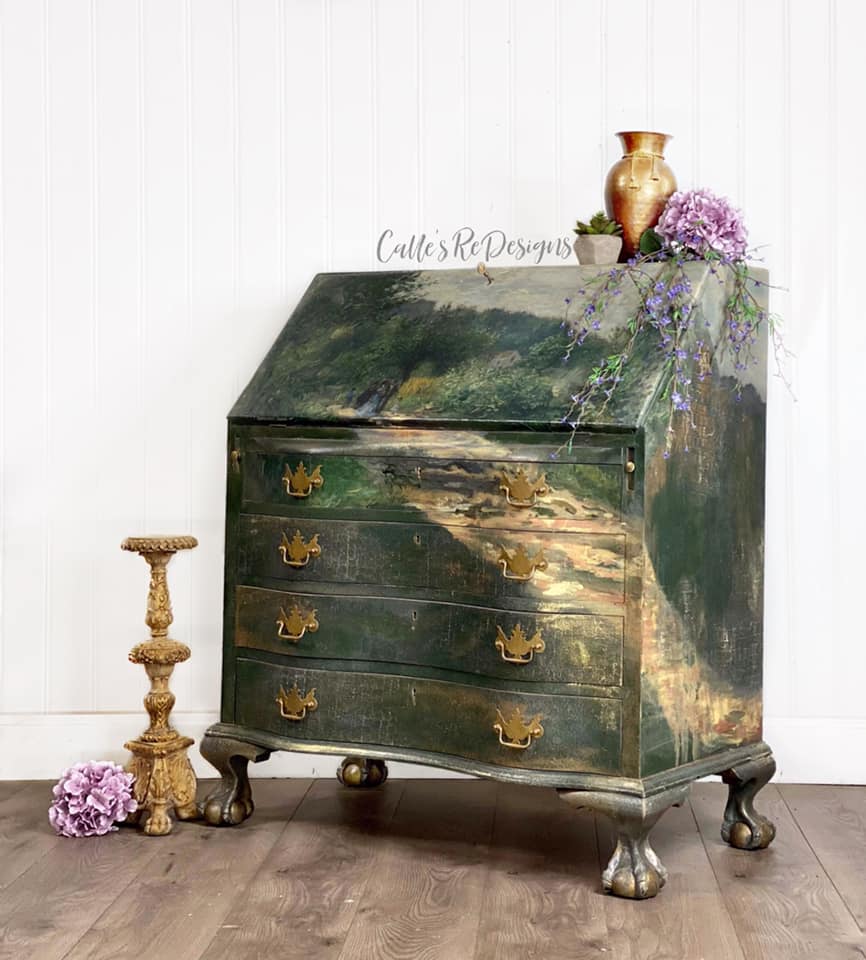 Road to Louveciennes decoupage paper on furniture