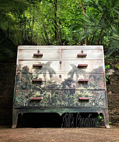 The Tropics decoupage paper on furniture