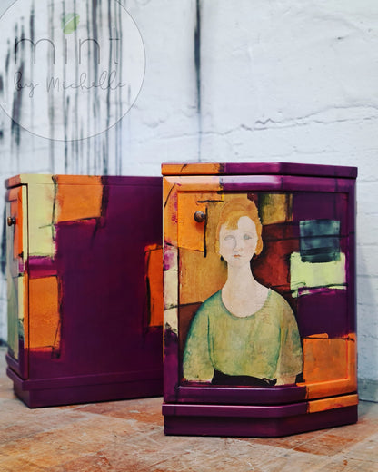 Woman in a Green Top decoupage paper on furniture