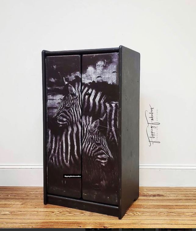 Zebras decoupage paper on furniture