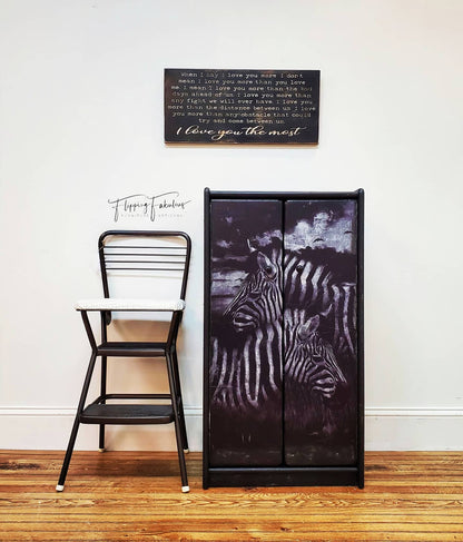 Zebras decoupage paper on furniture