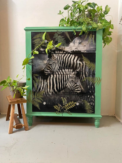 Zebras decoupage paper on furniture