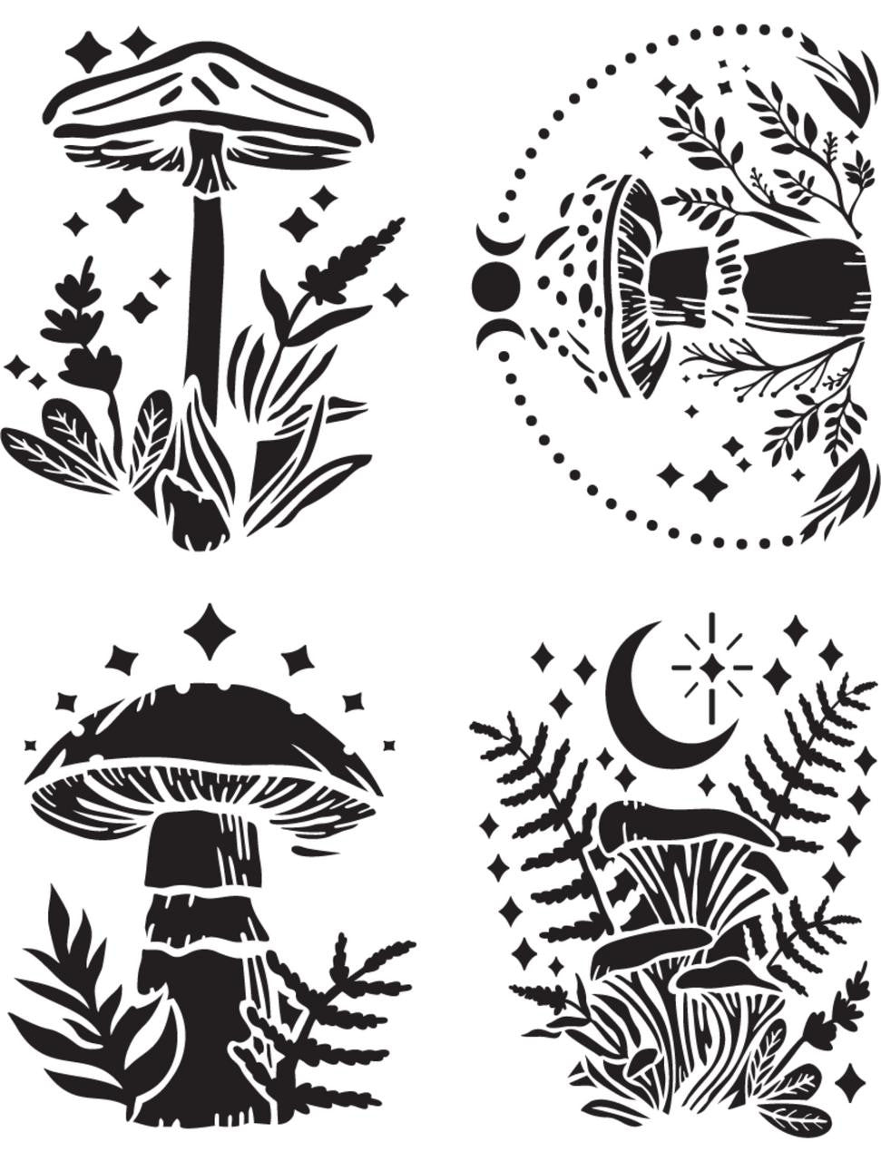 Moonlit Mushrooms Large Mylar Stencil