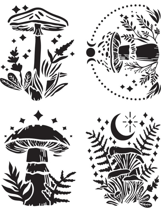 Moonlit Mushrooms Large Mylar Stencil