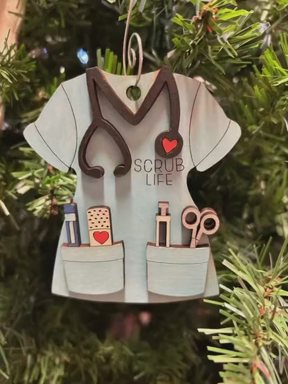 Scrub Life hand-painted personalized wood ornament video | Dirt Road Barns