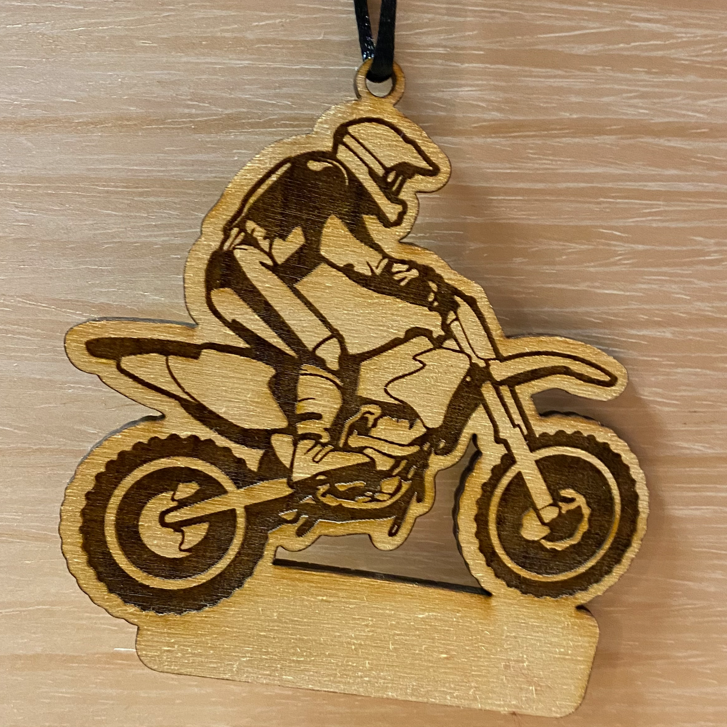 Wooden Dirtbike Ornament